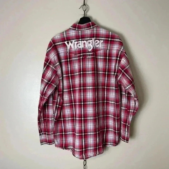Vintage Wrangler  Spellout Long Sleeve Button-up Shirt Large - Picture 2 of 5